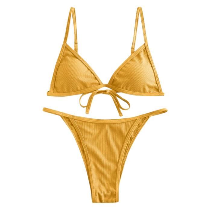 Maillot De Bain De Bikini Bandage Imprim Feuilles Pour Femmes