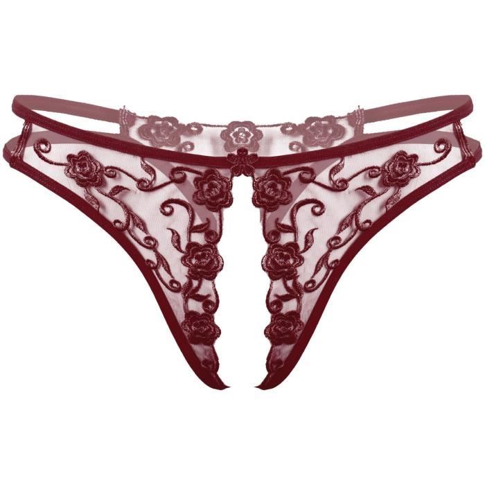 Yizyif Sissy Homme String Ouvert Sexy Tanga Dentelle Slip Gay Jockstrap