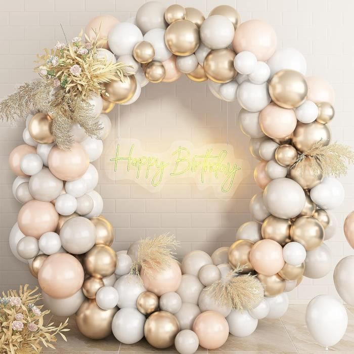 Kit Arche De Ballon Begie Ballon Nude Blanc Sable Guirland Arch Double Farcies Ivoire Crème