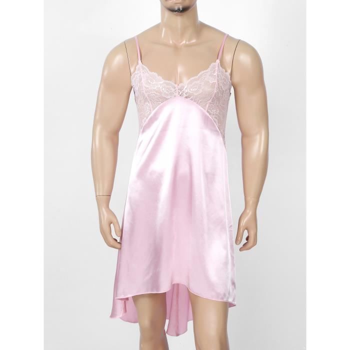 Yonghs Lingerie Sissy Homme Sexy Robe Transparente Dentelle Pyjama