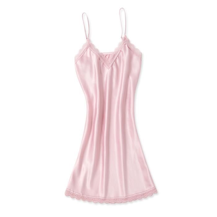 Nuisette Rose Taille S Pyjama D Shabill En Tissu Satin Et Dentelle Lingerie Nuit Femme Sexy