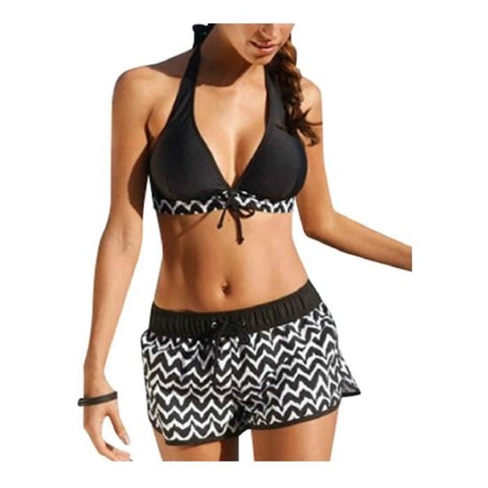 Tankini Push Up Shorty Grande Taille Bikini Dos Nu Halterneck Short