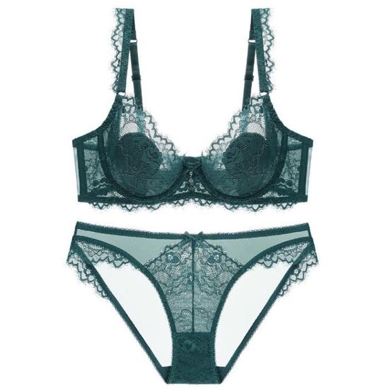 Ensemble Lingerie Femme Dentelle Sexy Transparente Kjehome Vert