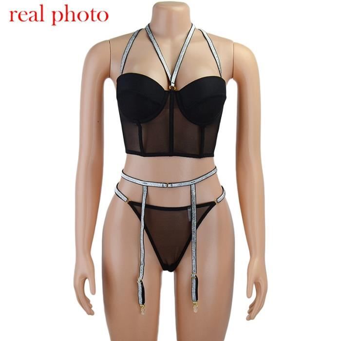 Ensemble lingerie Ensemble 3 pièces soutien gorge rembourré et string