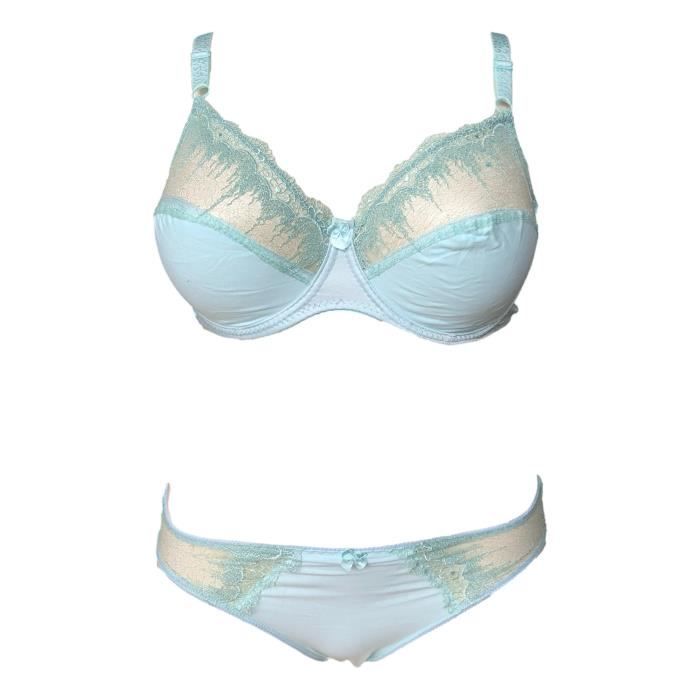 Ensemble Soutien Gorge 105E Et Culotte Vert Fil Brillants Lingerie Grande Taille Vert