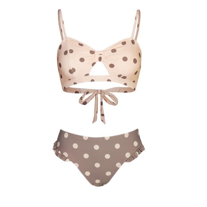 Maillot De Bain Kaki Bikini Imprim Pois Ensemble Deux Pi Ces Sexy D Coupe Blanc