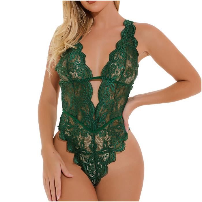 Lingerie Sexy Pyjama Sexy Transparent En Maille Profonde En V Une