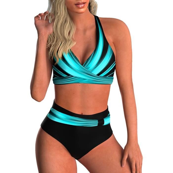 Maillot De Bain Pi Ces Bikini Femme Chic Vintage Taille Haute Femmes Deux Pi Ces Tankini