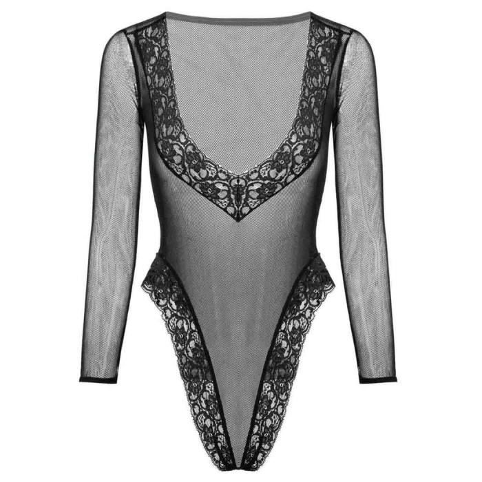 Sexy Lingerie col v profond Lace un morceau résille Body Lingerie des