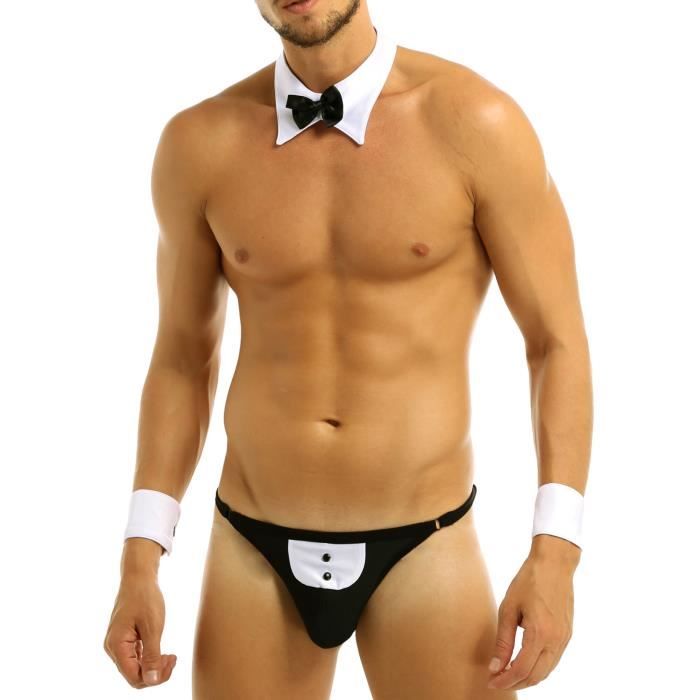 Yonghs Fr Costume Serveur Homme Sexy Ensemble Lingerie Erotique Cosplay