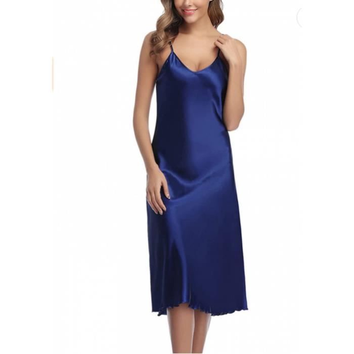Nuisette Femme Satin Chemise De Nuit Longue Bretelles R Glables Sling Robe De Chambre Lingerie