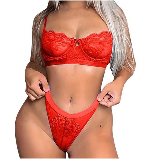 Sasaquoy Coordonnes Ensemble Lingerie Femmes Mode Dentelle Gilet