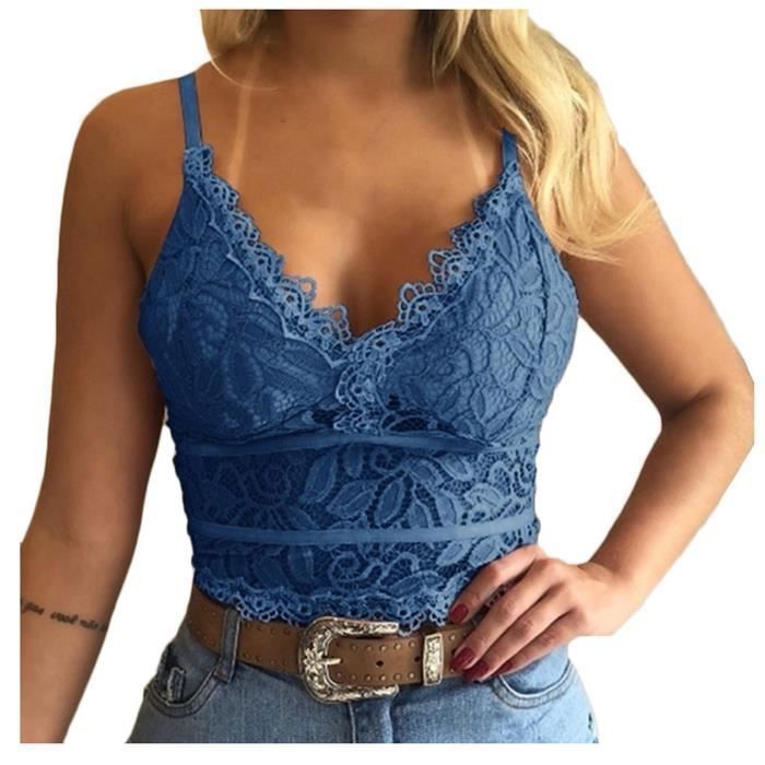 Femmes Gilet Crop Soutien Gorge Sans Fil Lingerie Sexy Col V Sous