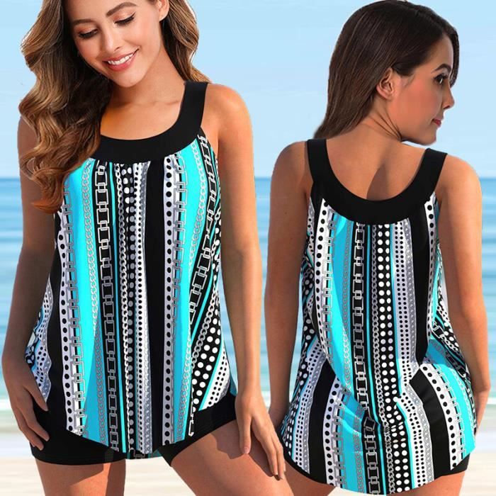 Tankini Pi Ces Grande Taille Maillot Mince Floral Ensemble De Bikini Marque Blanc