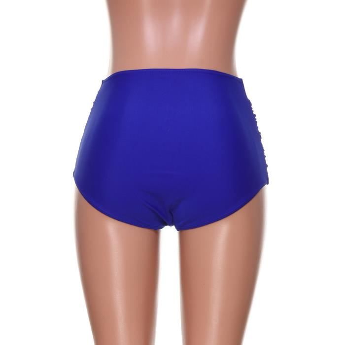 Culotte de maillot de bain tankini bikini taille haute à fronces pour
