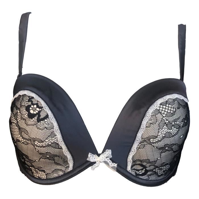Soutien Gorge Satin Et Dentelle Noire Fond Beige C Lingerie Grande