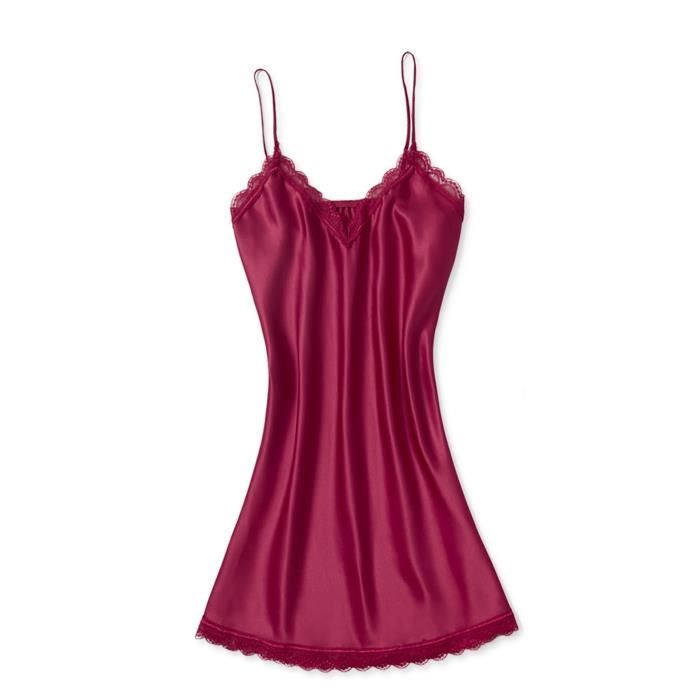 Nuisette Rouge Taille M Pyjama D Shabill En Tissu Satin Et Dentelle Lingerie Nuit Femme Sexy
