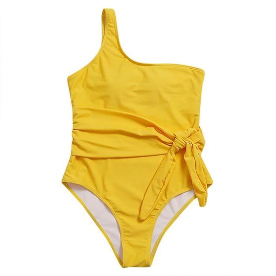 Maillot de bain une pièce Femmes Sexy Solid Push Up High Cut Lace Up Halter Bikini Set Maillots