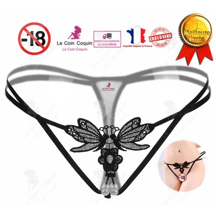 LCC lingerie string sexy femme coquine grande taille perle brodé en