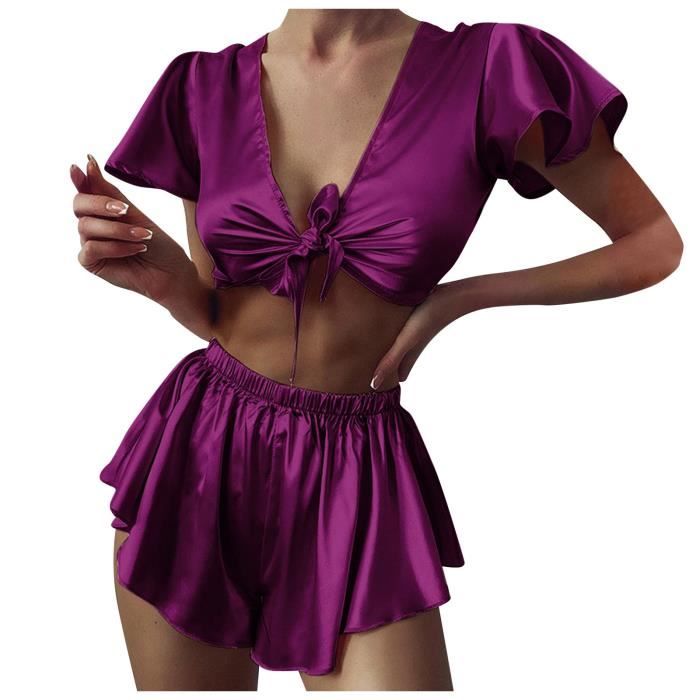 Nuisette Femmes Sexy Lingerie Vêtements de nuit Satin Silk Babydoll