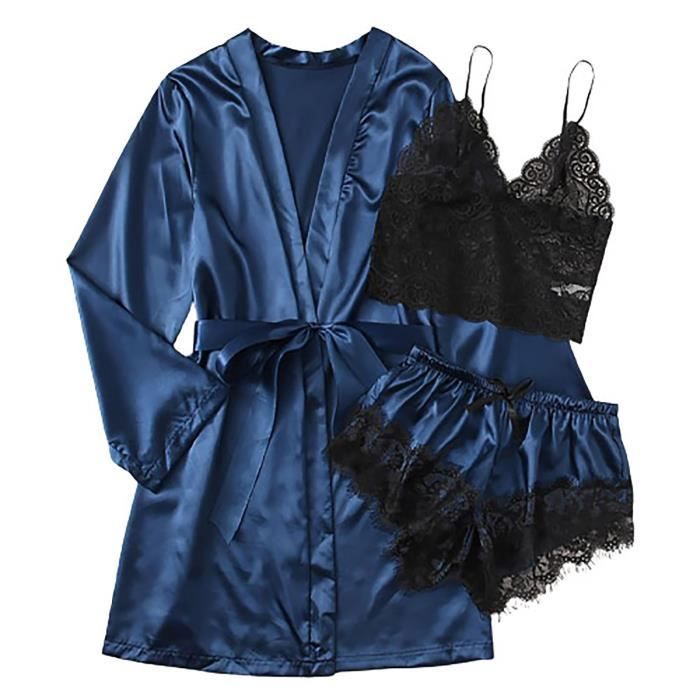 Femmes Plus La Taille Lingerie Sexy Robe De Soie Satin Peignoir
