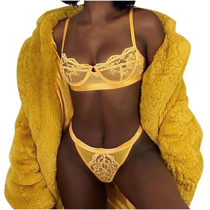Sasaquoy Coordonnes Ensemble Lingerie Femmes Mode Dentelle Gilet