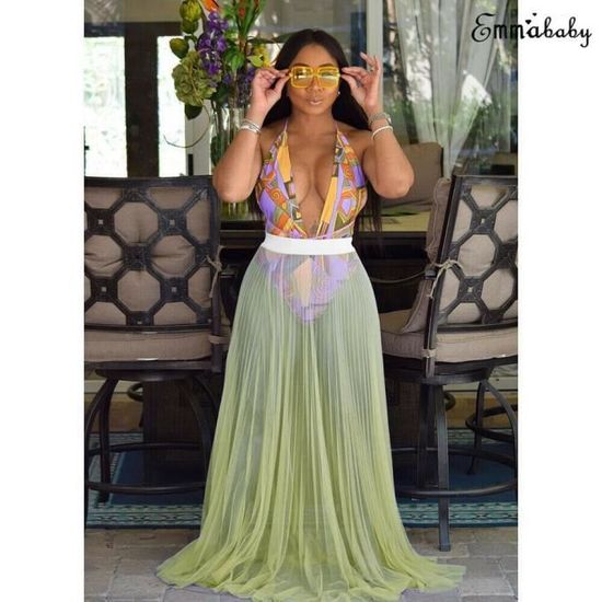 Robe Femmes Bikini Couvrir Maillots De Bain Pure Plage Maxi Jupe Portefeuille Par O Bikini