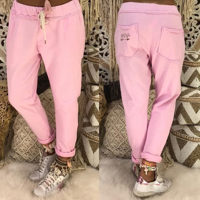 Pantalons Femmes style Casual longues Leggings sport desserrées Pantalons de yoga Pantalons longs de jogging XXXXXL Rose