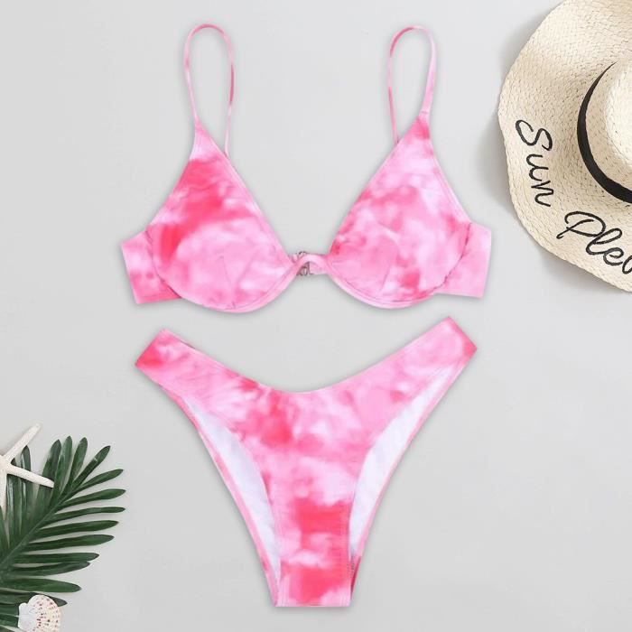 Maillot De Bain Push Up Bikini Imprim Tie Dye Femme Maillots De Bain Rembourr S Past Que Rouge
