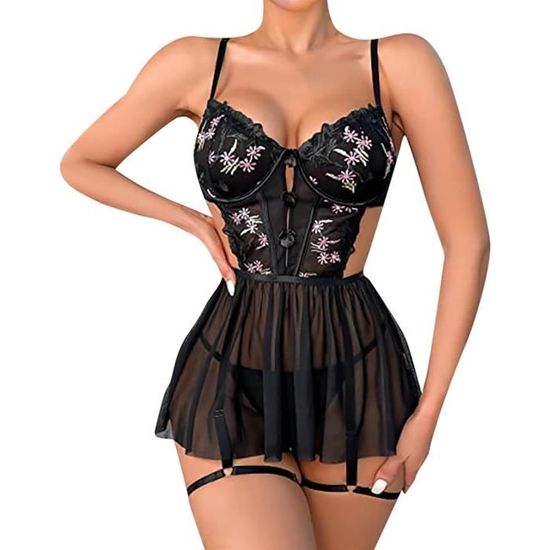 Pyjama Lingerie Femme Nuisette Sexy Body Dentelle Couleur Black Black Cdiscount Pr T Porter
