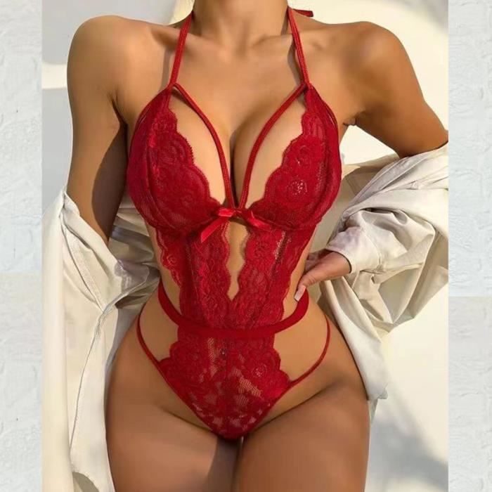Femme Ensemble Lingerie Dentelle Soutien Gorge Et Culotte Ensemble Rouge Rouge Cdiscount Pr T