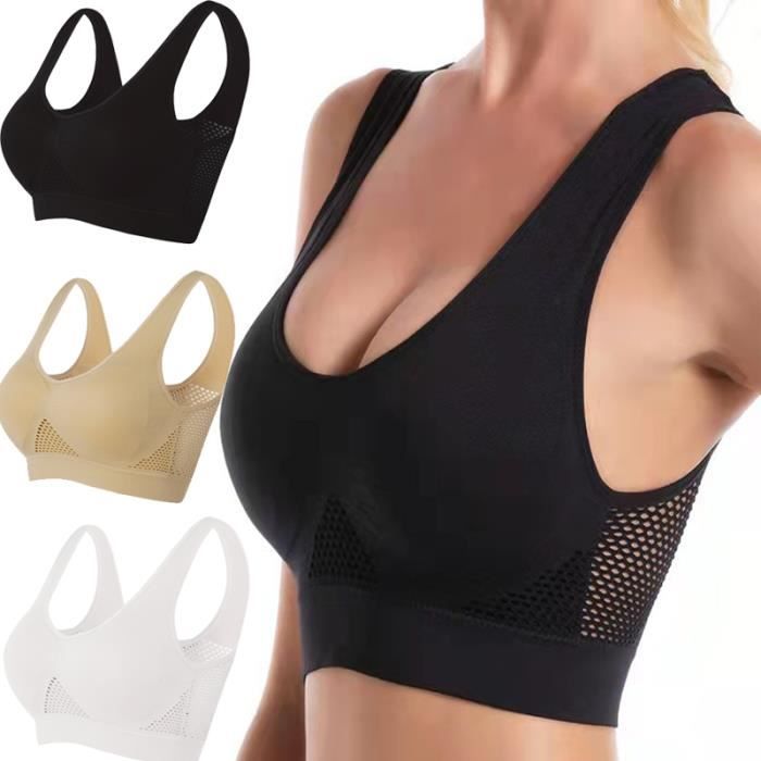 Lot de 3 Soutiens Gorge de Sport Femme Sans couture Lingerie Brassière
