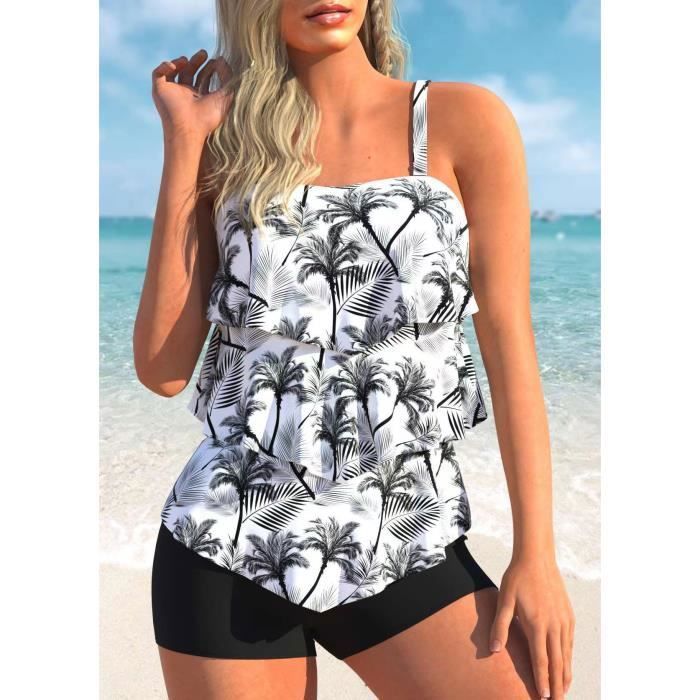 Maillot De Bain Deux Pi Ce Tankini Femmes Push Up Bikini Vintage Imprim Avec Short De Bain