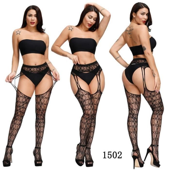 Lingerie sexy Collant en résille sans entrejambe pour femmes bas