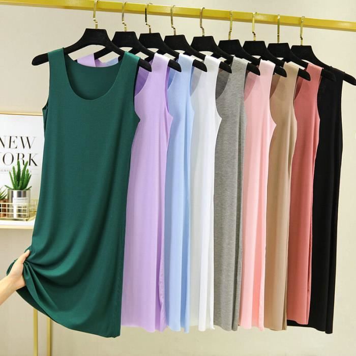 Ensemble De Lingerie Jupon En Soie Glac E Fine Sans Manches Pour Femmes