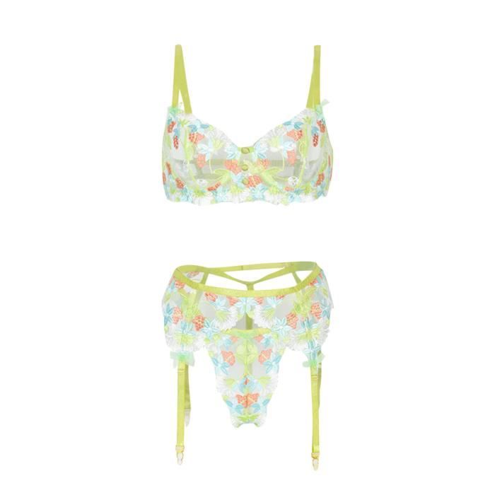 Caraco Sexy Mode féminine broderie de fleurs lingerie sexy dentelle