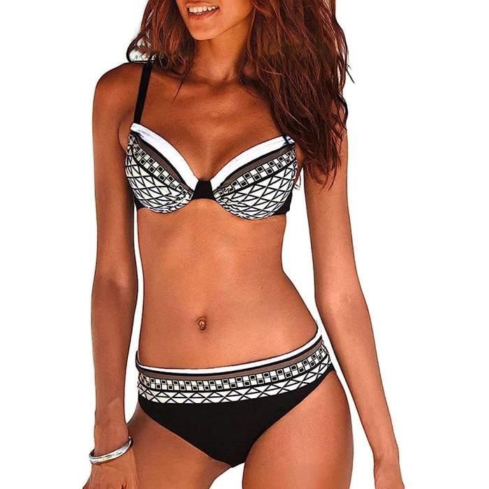 Maillot de Bain Femme 2 PièCes Sexy Bikini Tankinis Dos Nu Sport