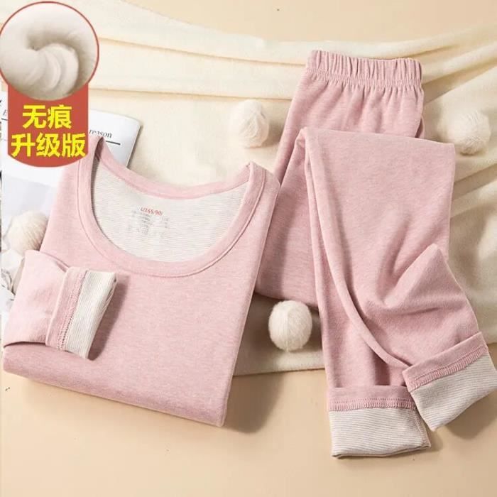 Ensemble De Lingerie Pink Women Sous V Tements Thermiques Velours