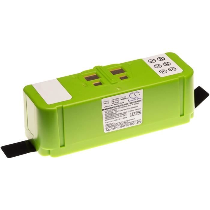 ASPIRATEUR ROBOT vhbw LiIon batterie 4000mAh 144V compatible avec iRobot Roomba 614 615 640 652 665 670 671 675 677 680 681 685 503