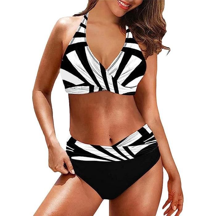 Maillot de Bain Femme 2 PièCes Sexy Bikini Tankinis Dos Nu Sport