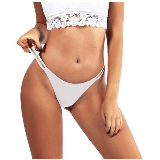 Femmes Mode Sexy Soild Mi Taille G String Culotte M Moires Sous V Tements Bikini N Blanc