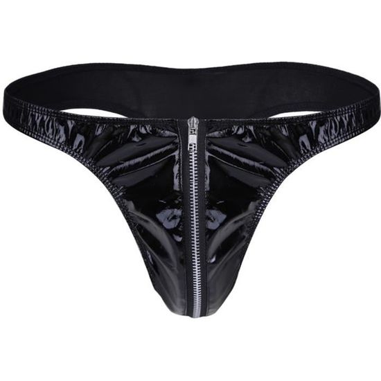 Yonghs Fr Homme Sexy String Cuir Verni Slip Wetlook Lingerie Erotique
