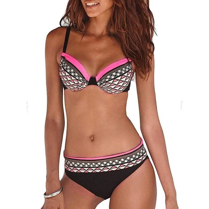 Maillot de Bain Femme 2 PièCes Sexy Bikini Tankinis Dos Nu Sport