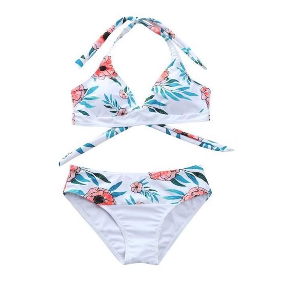 Maillot De Bain Bikini Creux Taille Haute Sexy Rayures Fendues Pour