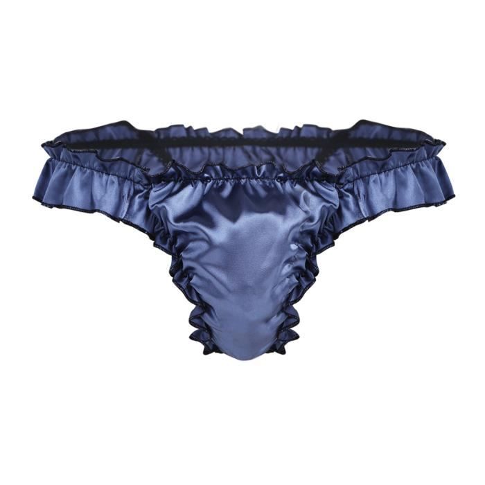 Yonghs String Homme Sexy Volants Sissy Jocsktrap Gay Calecon Satin