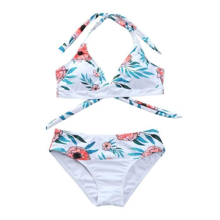 Maillot De Bain Bikini Creux Taille Haute Sexy Rayures Fendues Pour