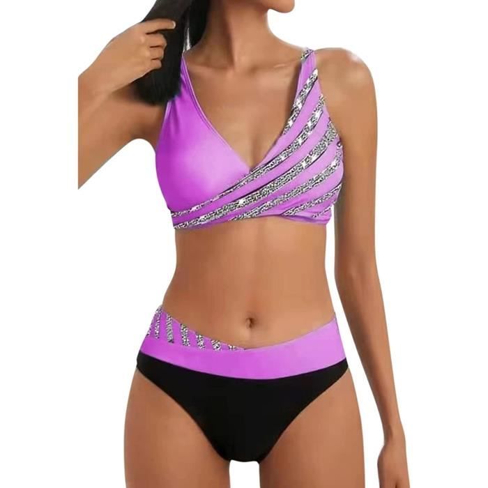 Femme Maillot De Bain Deux Pi Ces Bikini Set Push Up Ensembles Bikini Taille Haute Rembourr