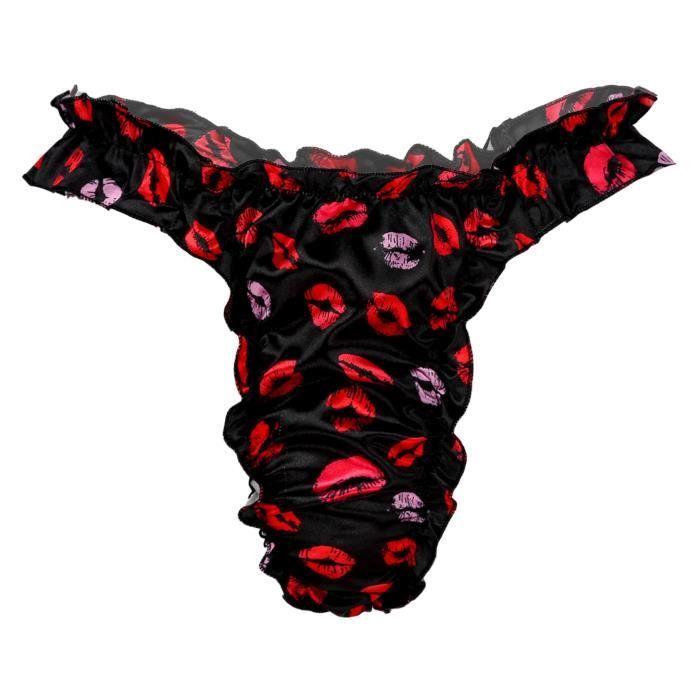 Yonghs String Homme Sexy Volants Sissy Jocsktrap Gay Calecon Satin