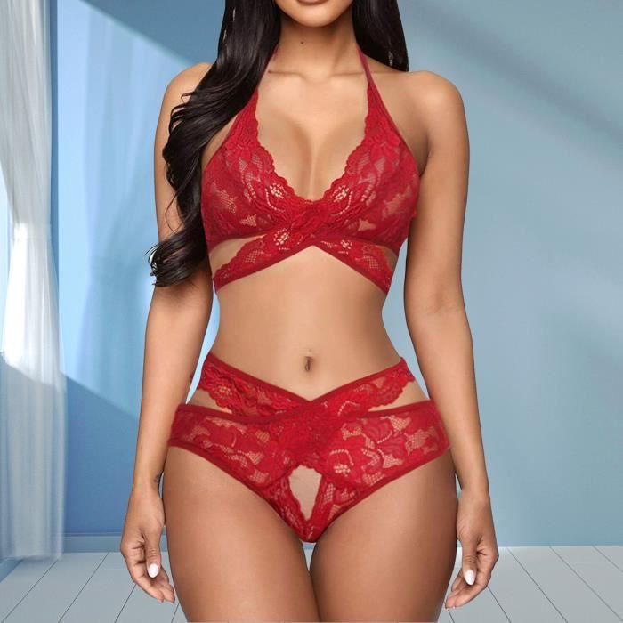 Mesdames Mode Sexy Tentation Lingerie Dentelle Neckband Babydoll Sous