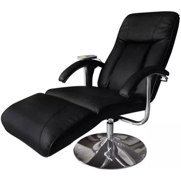Fauteuil de massage Fauteuil relax massant électrique Cuir artificiel Réglable Noir
